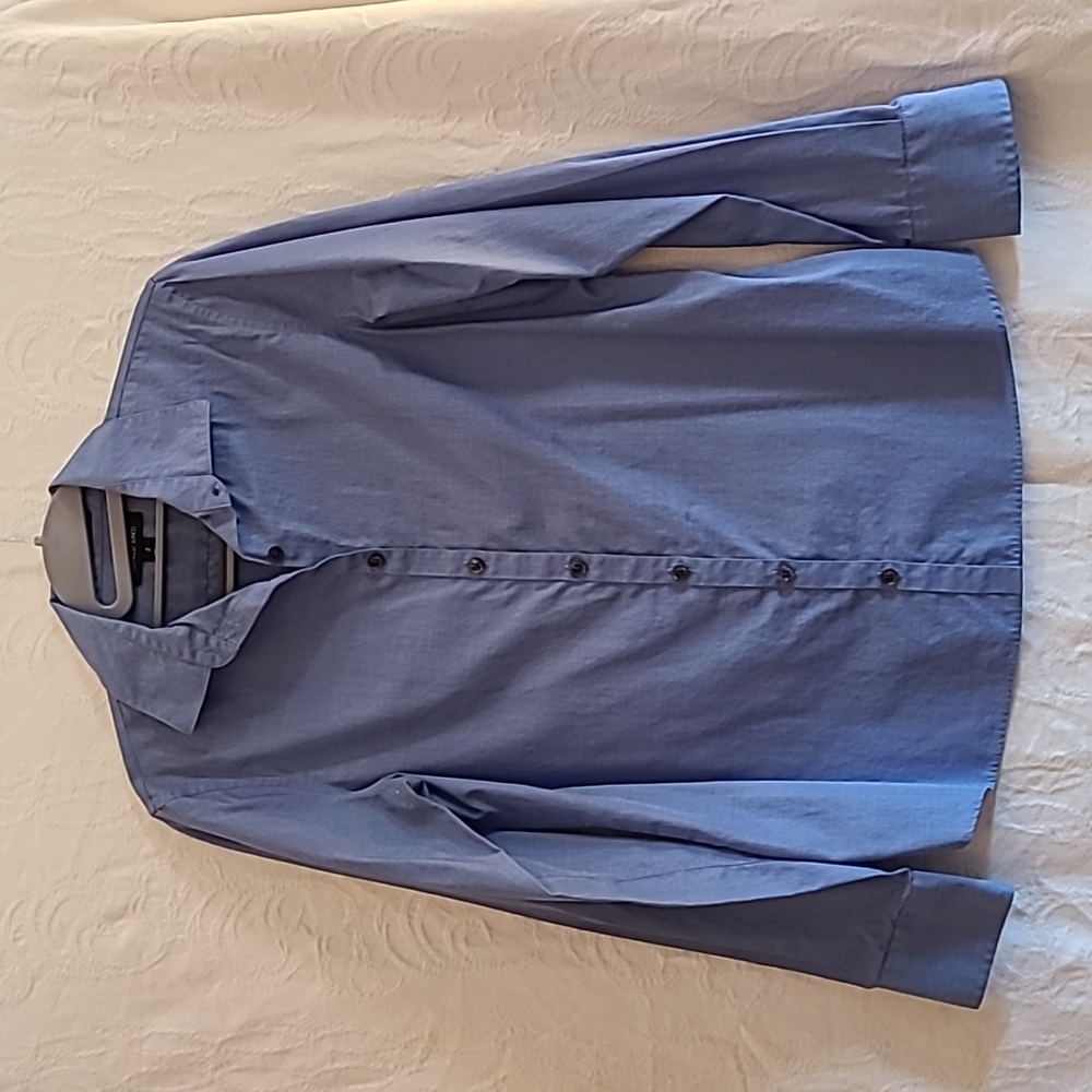 Womens Lands End Size 2 No-Iron Supima Cotton Blue Dress Shirt